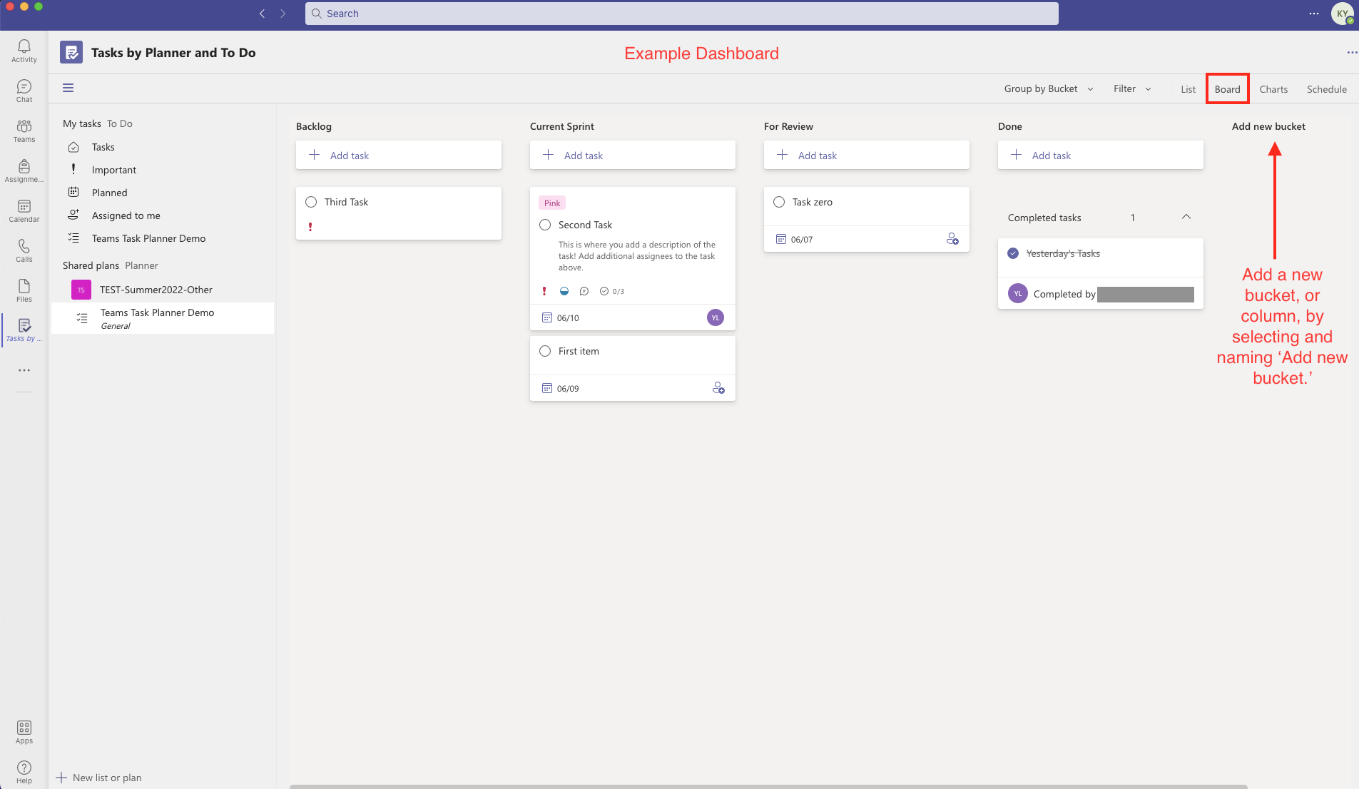 Board View: Buckets Example